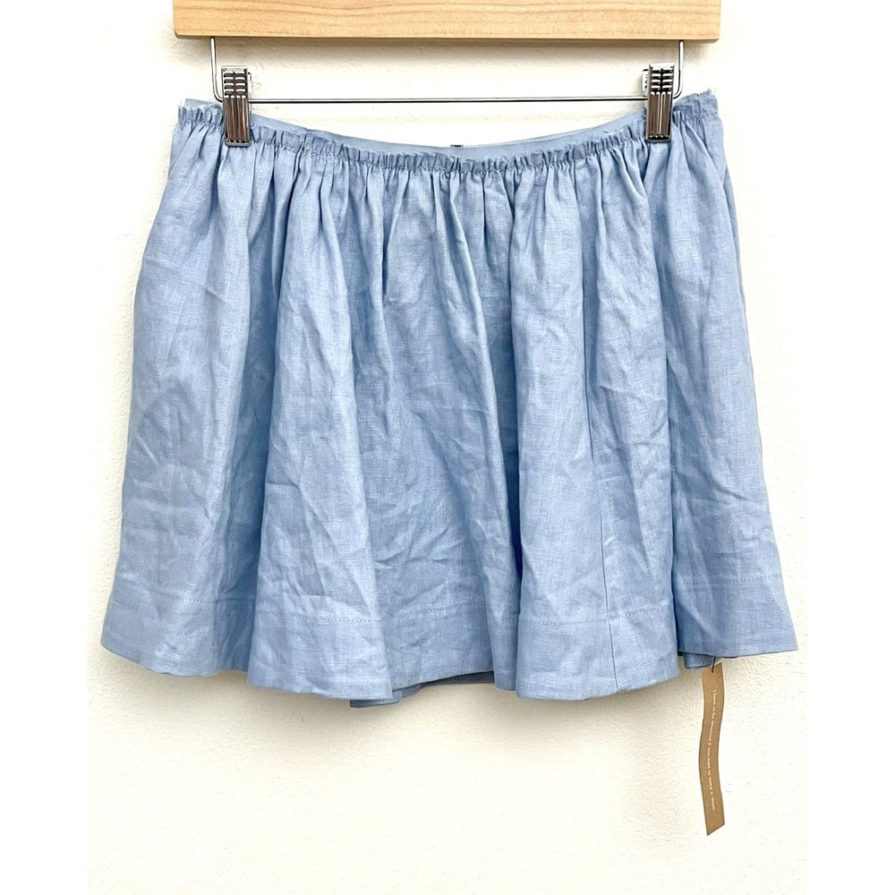 New! REFORMATION 100% Linen Elastic Waist Mini Circle Skirt Light Blue 6 - Picture 4 of 12